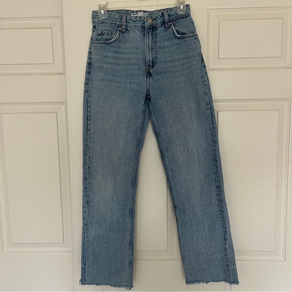Bershka High Waist Straight Jeans Light Blue Wash Women’s